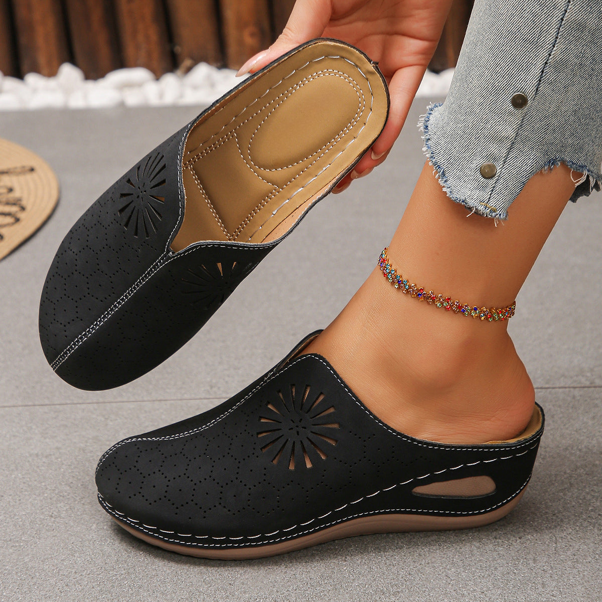 Franicka | Atmungsaktive orthopädische Sandalen mit Blumenmuster