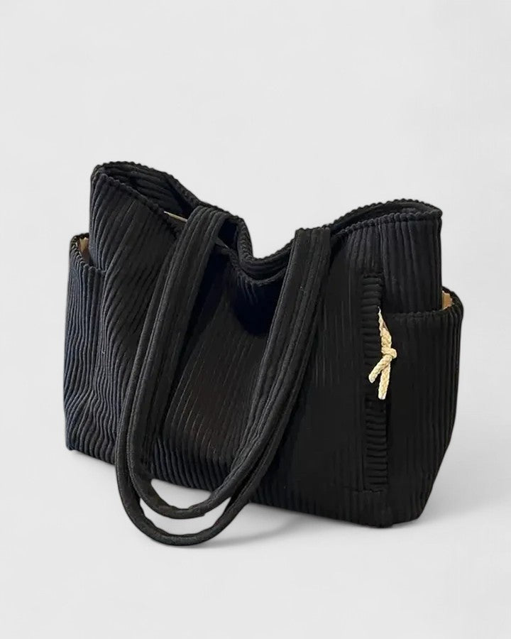 Léa | Luxuriöse Ripp-Tote-Tasche mit Kordeldetails