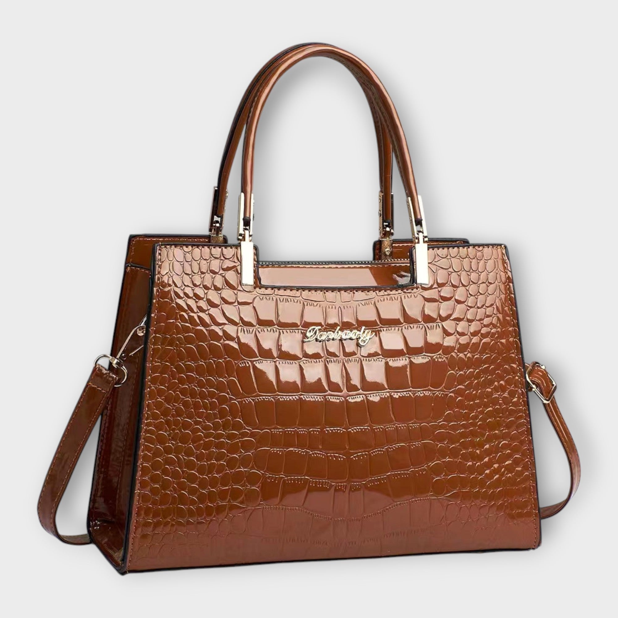 Emilie | Handtasche aus glänzendem Krokodilleder