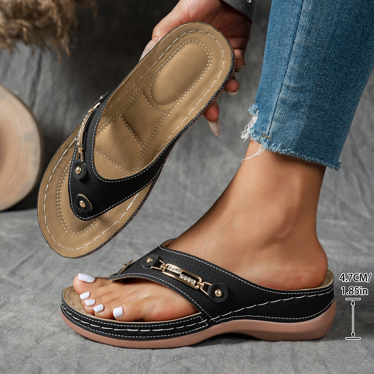 Nadcia | Modische Keilsandalen mit Fußgewölbe-Stütze