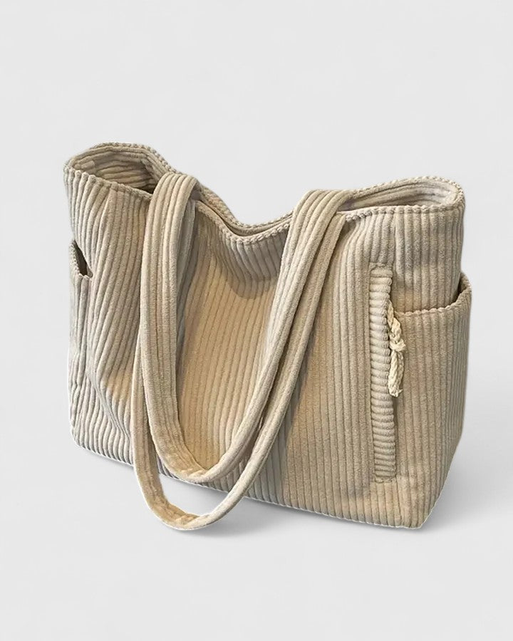 Léa | Luxuriöse Ripp-Tote-Tasche mit Kordeldetails