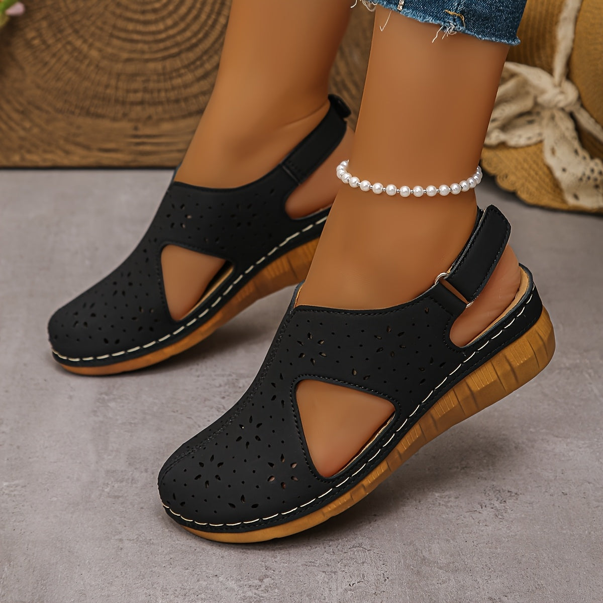 Fea | Modische Damen-Sandalen mit Rundspitze und Keilabsatz