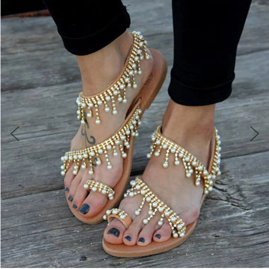 Ulrike | Orthopädische Sandalen mit Perlen-Optik