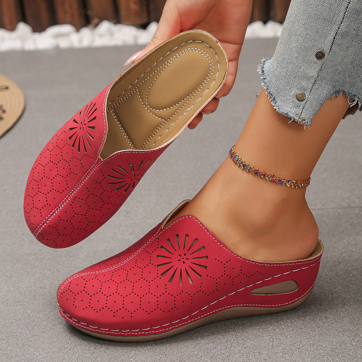 Franicka | Atmungsaktive orthopädische Sandalen mit Blumenmuster