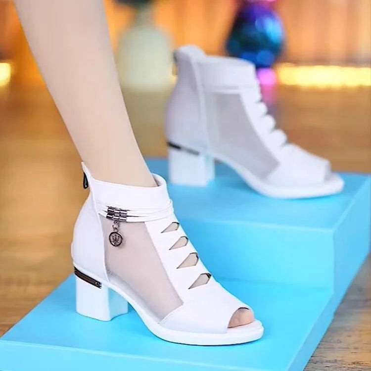 Inez | Leder-Sandalen mit mittlerem Absatz