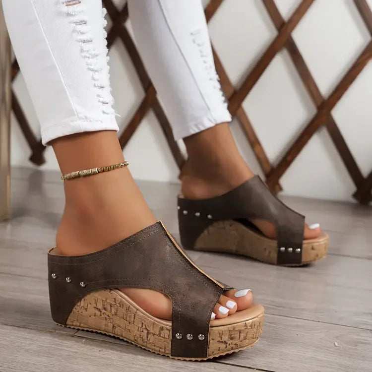 Leriss | Modische Slip-On-Sandalen mit Kork-Plateau