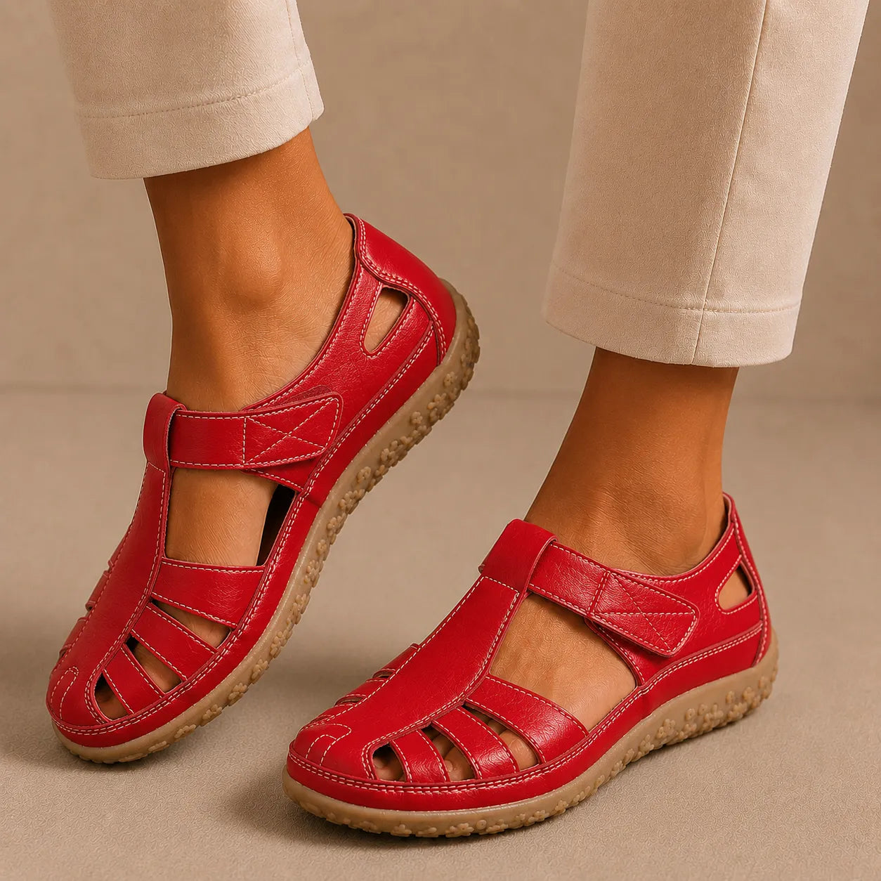 Bellessa | Komfort-Ledersandalen mit Klettverschluss