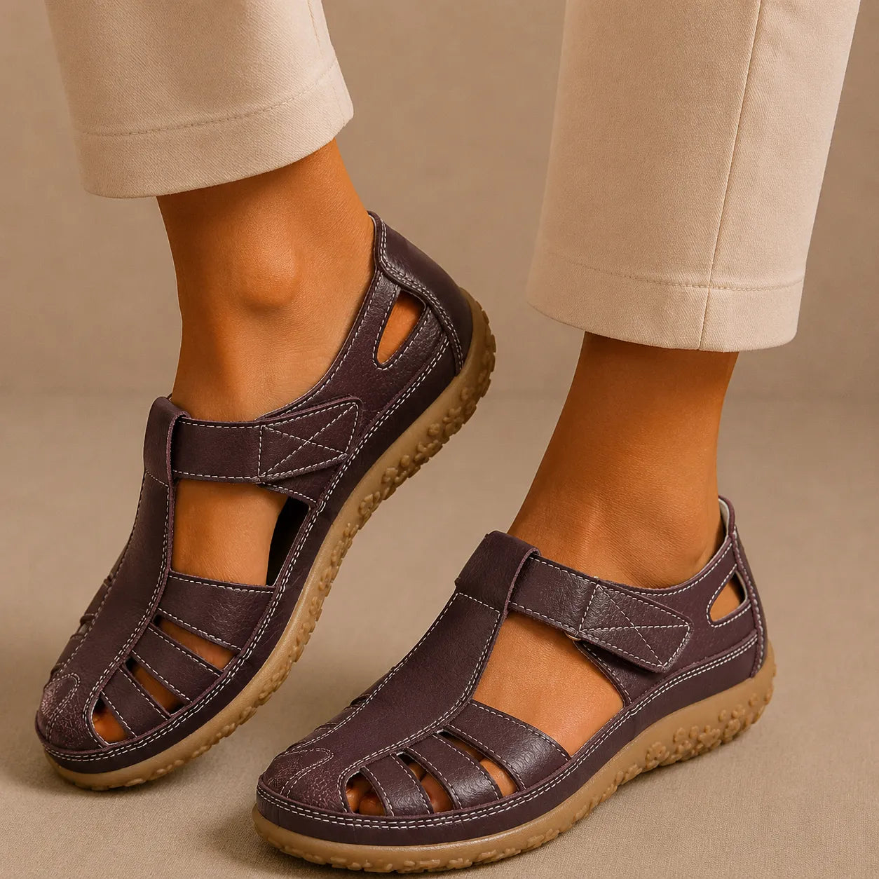 Bellessa | Komfort-Ledersandalen mit Klettverschluss