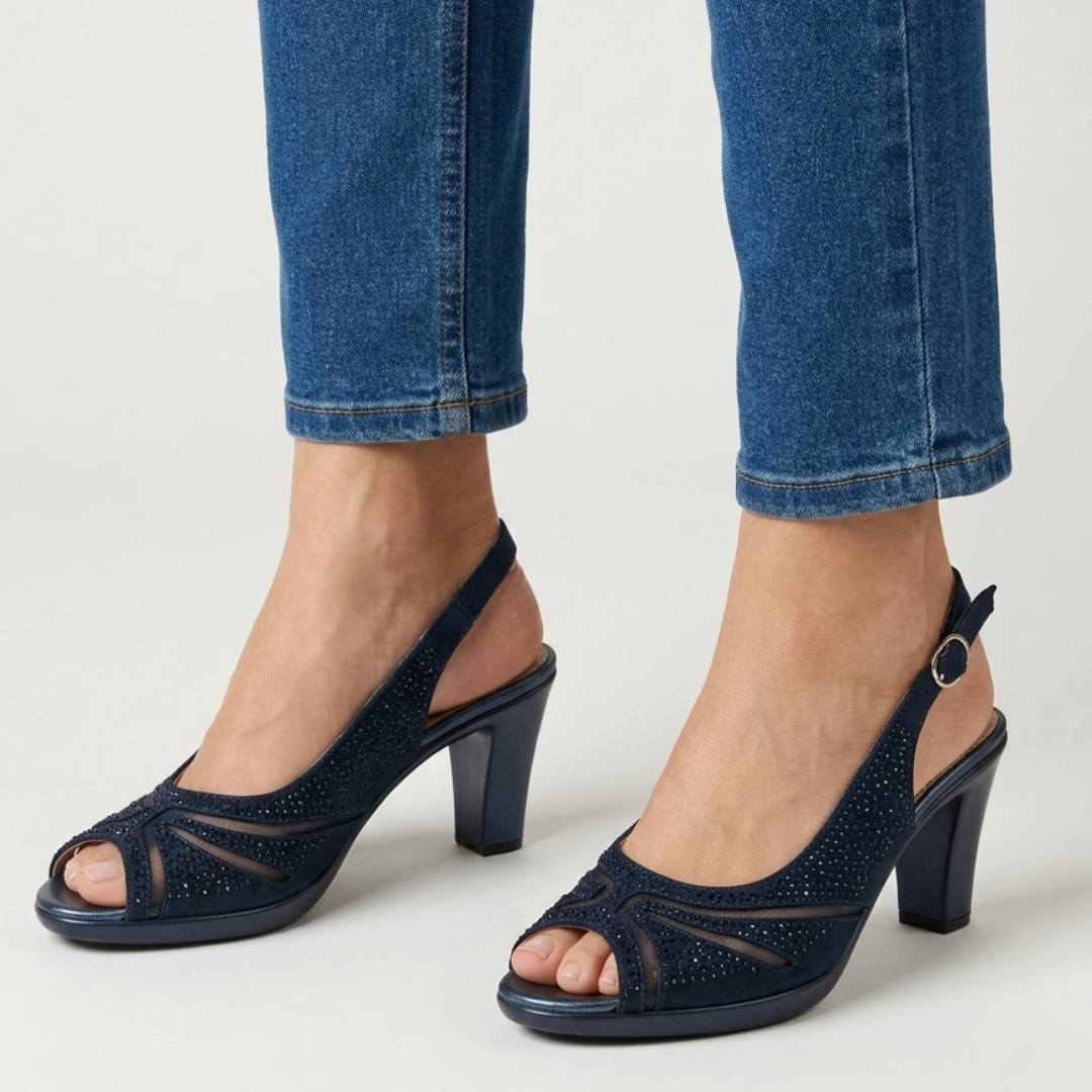 Najmie | Bequeme Damen-Sandalen mit Absatz und Strassdetails