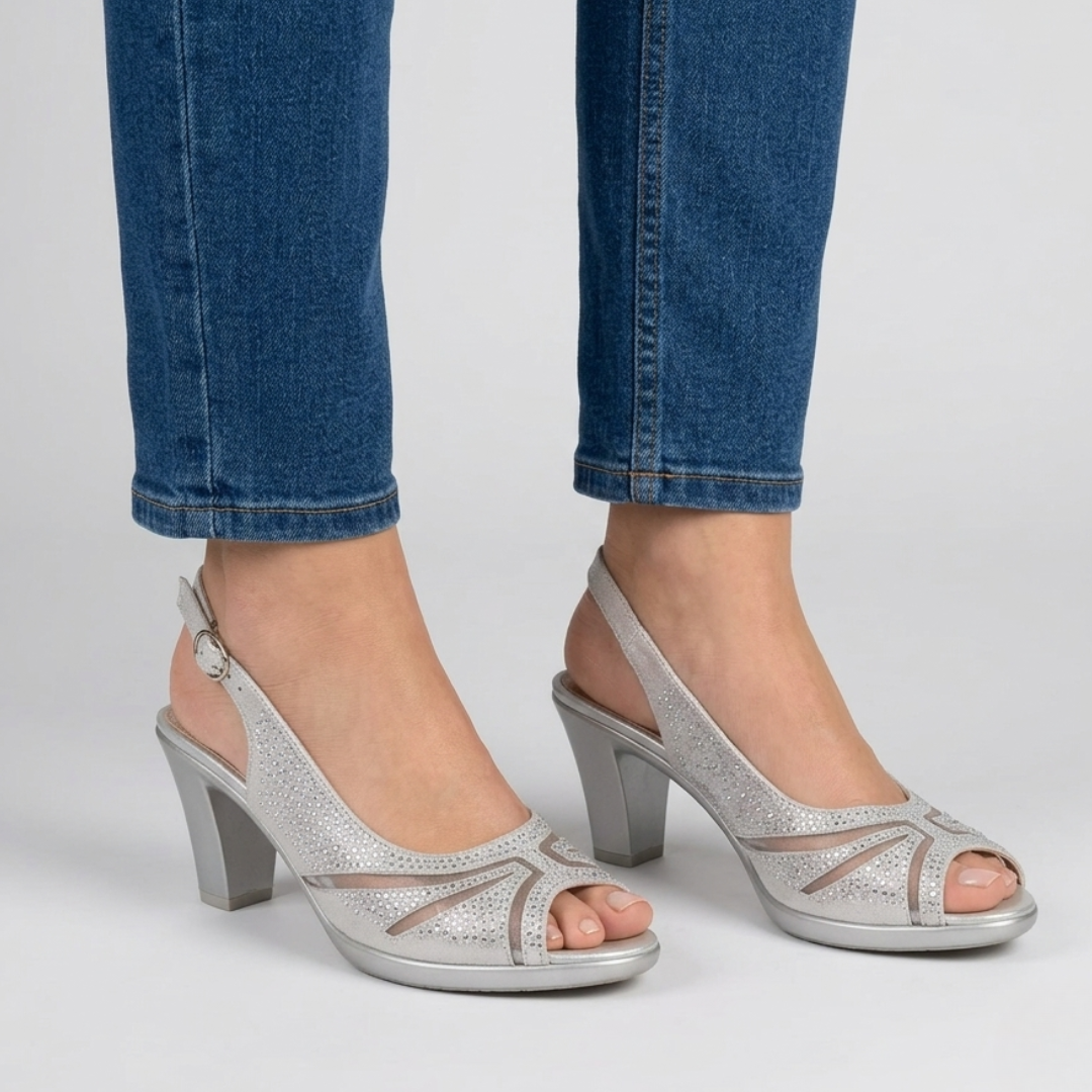 Najmie | Bequeme Damen-Sandalen mit Absatz und Strassdetails