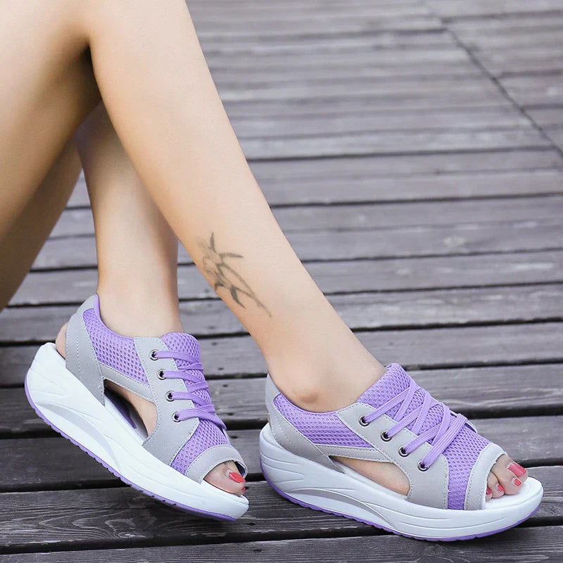 Drune - Orthopädische Muffin-Sandalen mit Ausschnitt und Schnürung