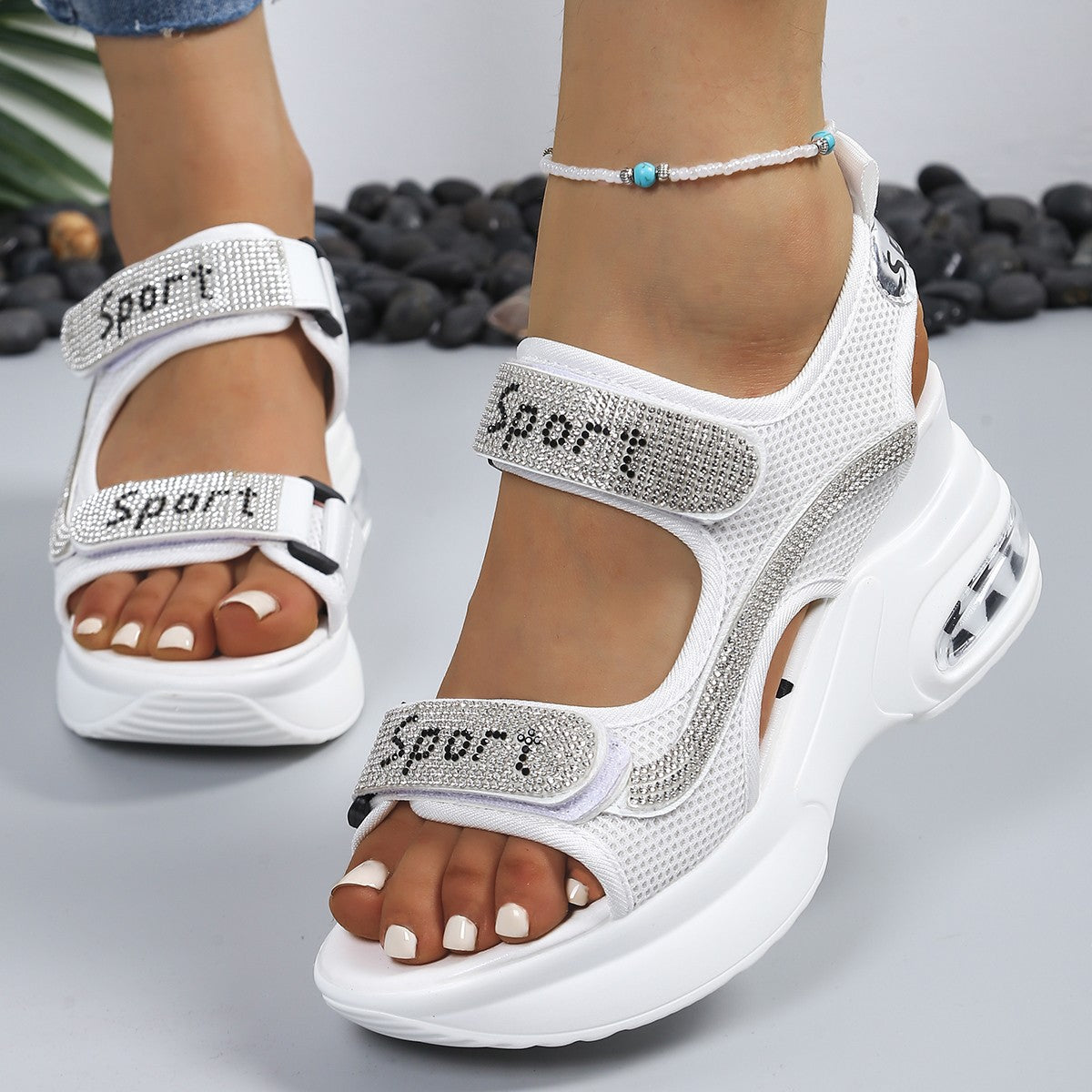 Vancy | Orthopädische Komfort-Plateausandalen mit Kristall-Riemen