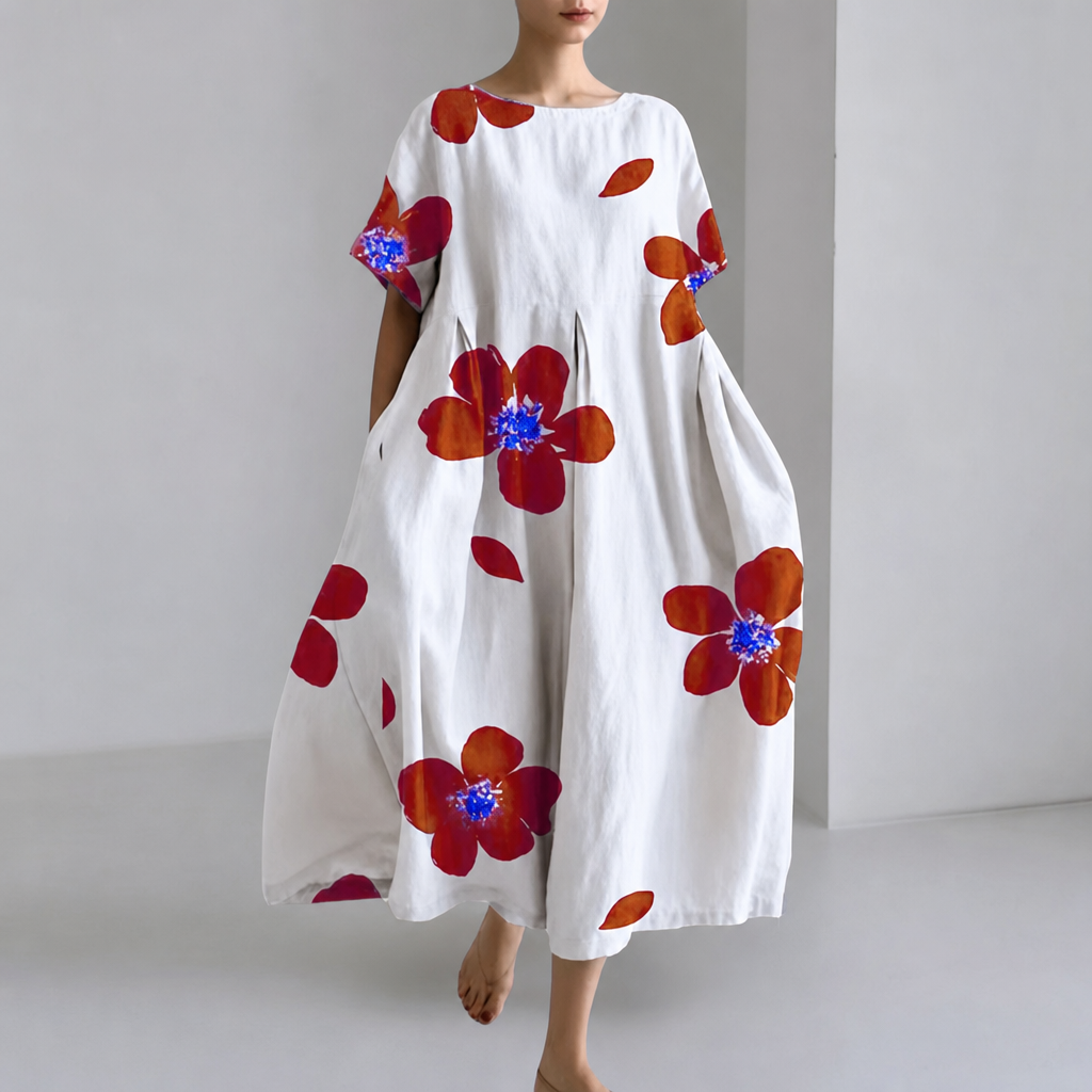 Ayaka | Weites Sommerkleid mit blühendem Blumenmuster