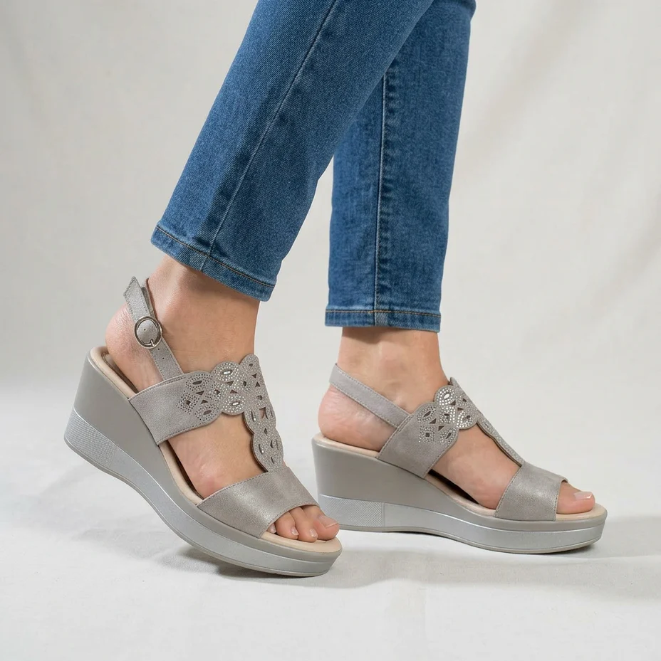 Elinazza | Damen-Keilsandalen mit verstellbarem Riemen
