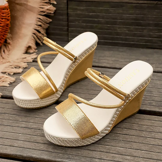 Miada | Modische Damen-Sandalen mit hohem Keilabsatz
