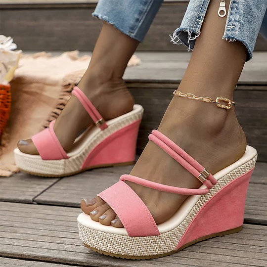Miada | Modische Damen-Sandalen mit hohem Keilabsatz