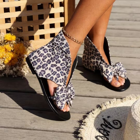 Celoria | Retro-Zehentrenner-Sandalen mit großer Schleife