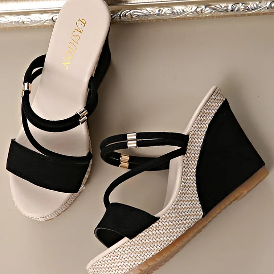 Miada | Modische Damen-Sandalen mit hohem Keilabsatz