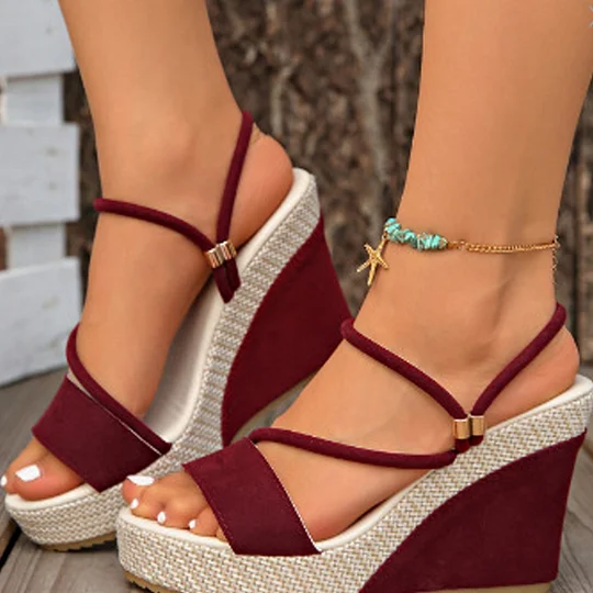 Miada | Modische Damen-Sandalen mit hohem Keilabsatz