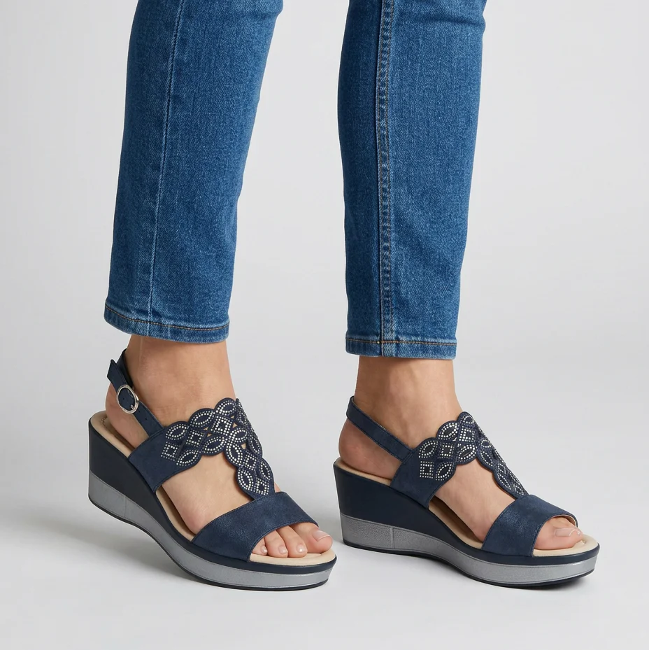 Elinazza | Damen-Keilsandalen mit verstellbarem Riemen