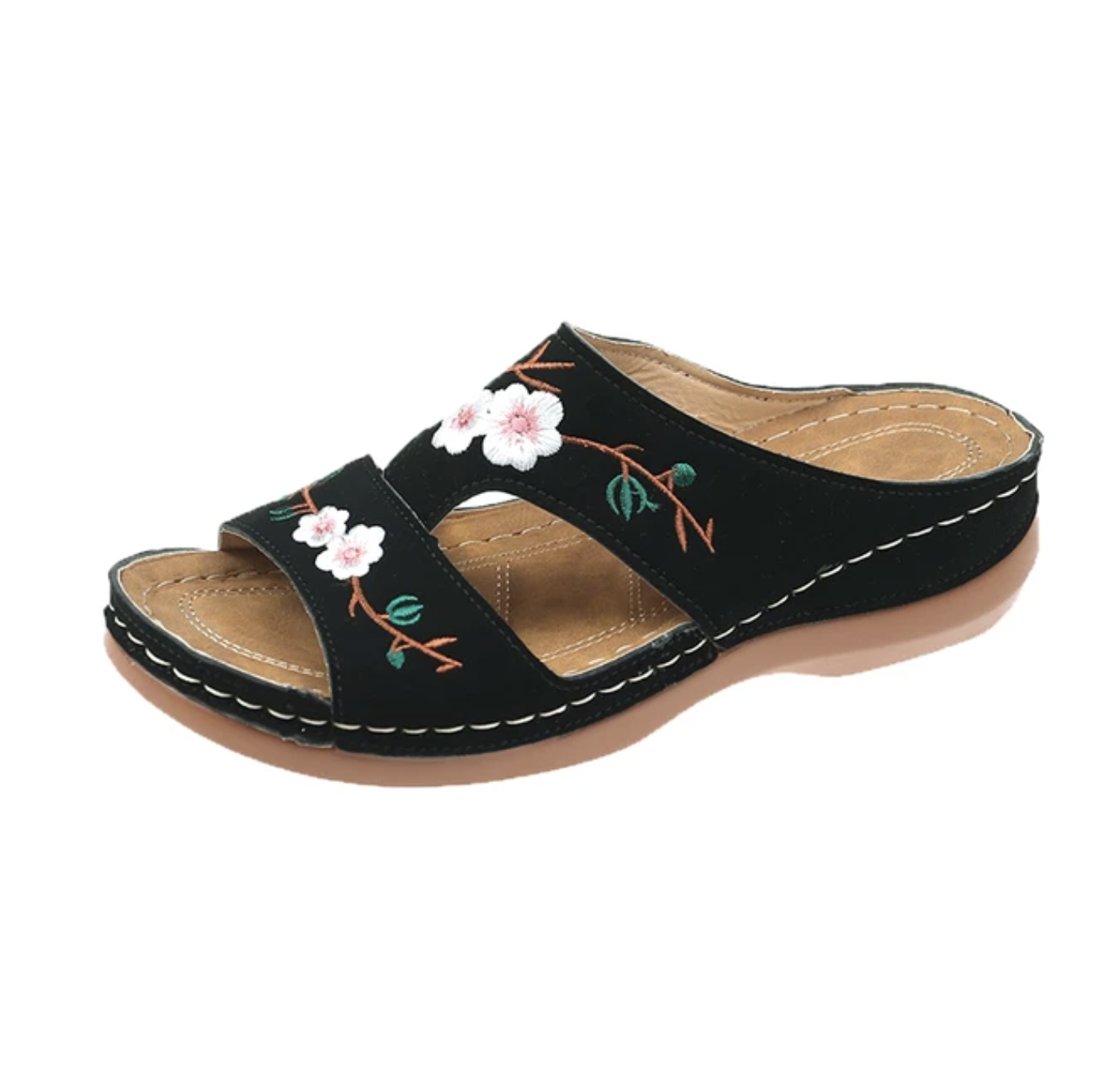 Rosmée | Bequeme Damen-Sandalen mit Blumenstickerei