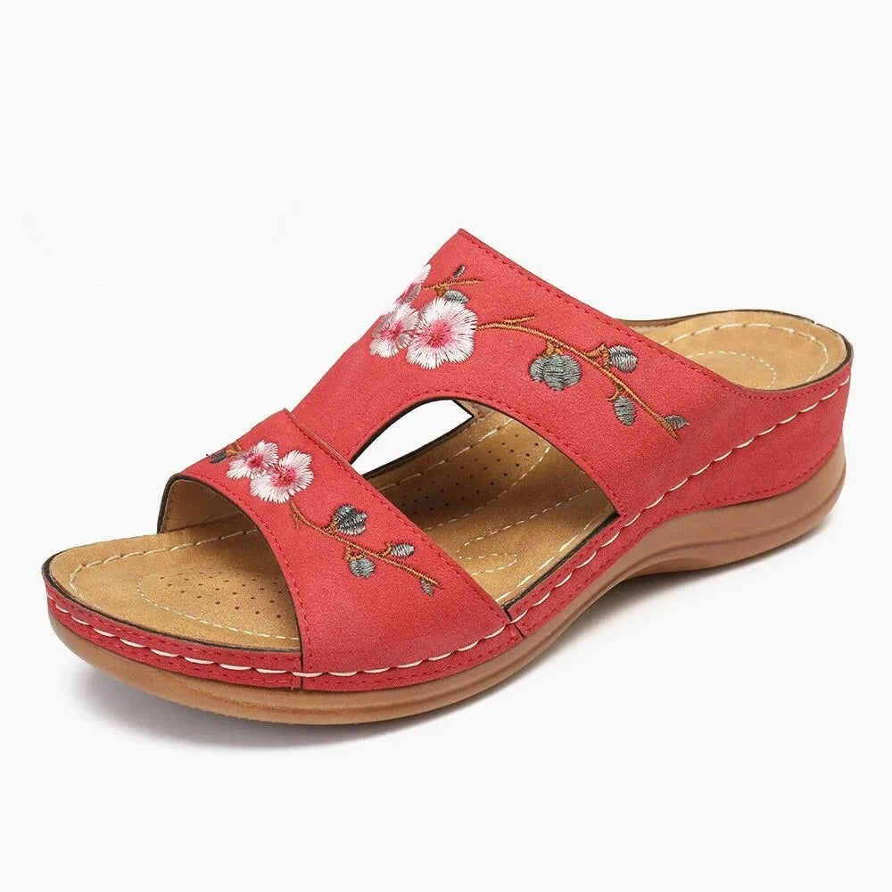 Rosmée | Bequeme Damen-Sandalen mit Blumenstickerei