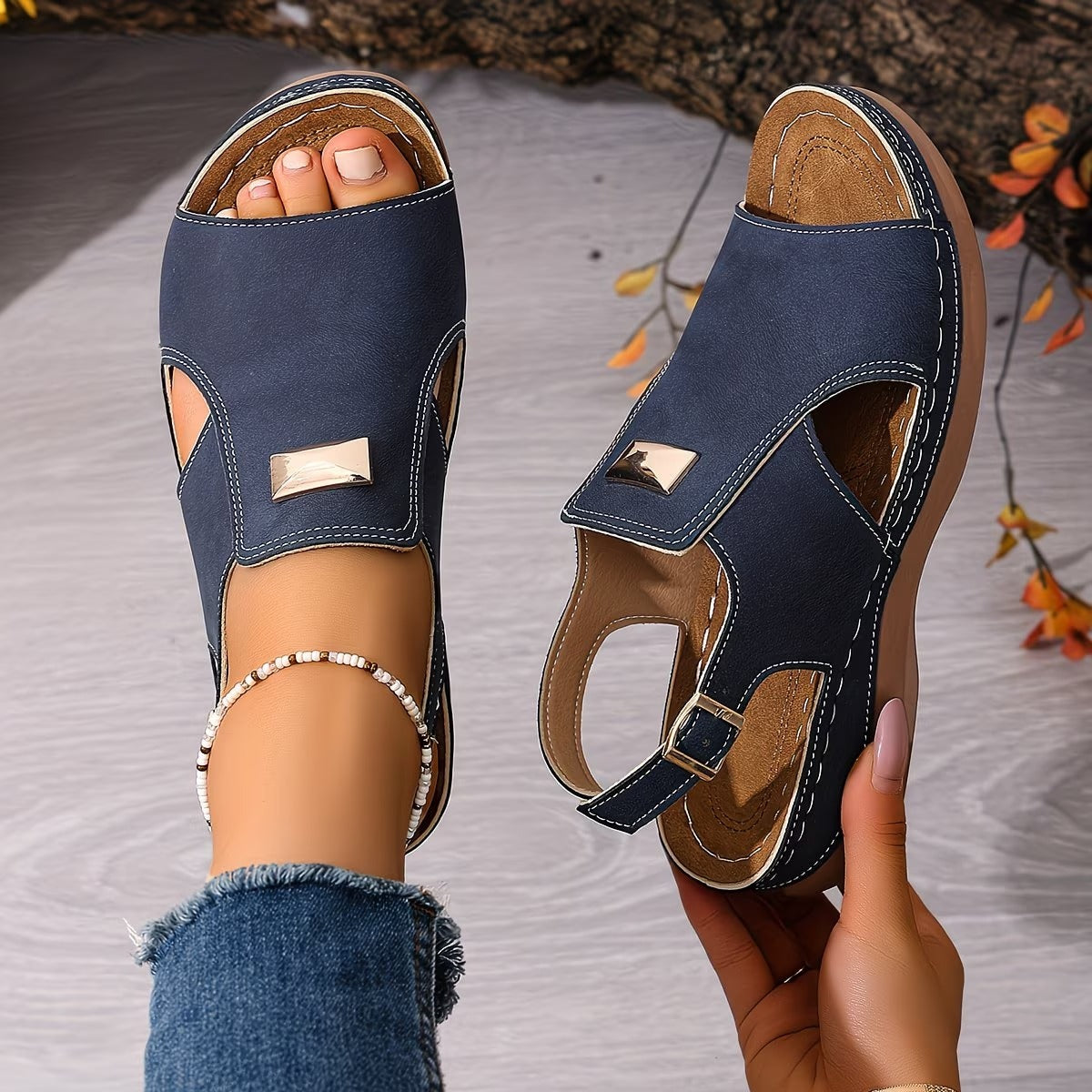 Konira | Bequeme Boho-Sandalen mit Goldakzent